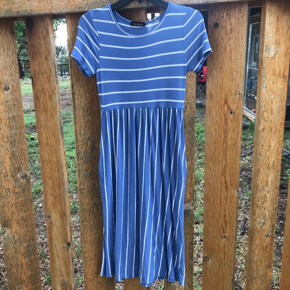 Blue striped dress. Size medium.